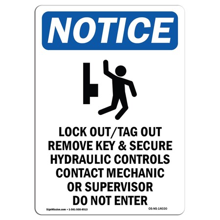 Signmission Safety Sign, OSHA Notice, 24" Height, Lock OutTag Out Remove Sign With Symbol, Portrait OS-NS-D-1824-V-14030